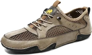 Men's Outdoor Mesh Trail Shoes for Hiking Walking Slip-on Summer Sports Shoes Breathable Non-Slip Lightweight Sneakers