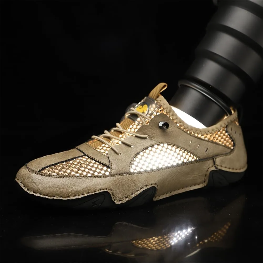 Men's Outdoor Mesh Trail Shoes for Hiking Walking Slip-on Summer Sports Shoes Breathable Non-Slip Lightweight Sneakers