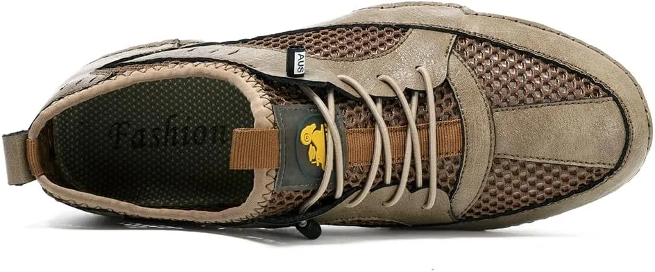 Men's Outdoor Mesh Trail Shoes for Hiking Walking Slip-on Summer Sports Shoes Breathable Non-Slip Lightweight Sneakers