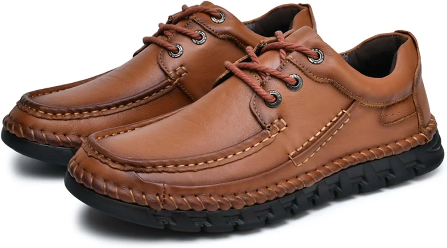 Men's Premium First Layer Cowhide Leather Walking Shoes,Flat Casual Shoes,Casual Loafers Men's,Leather Casual Sneakers,Driving Shoes,Hand Sewn,Two Closure Type Options