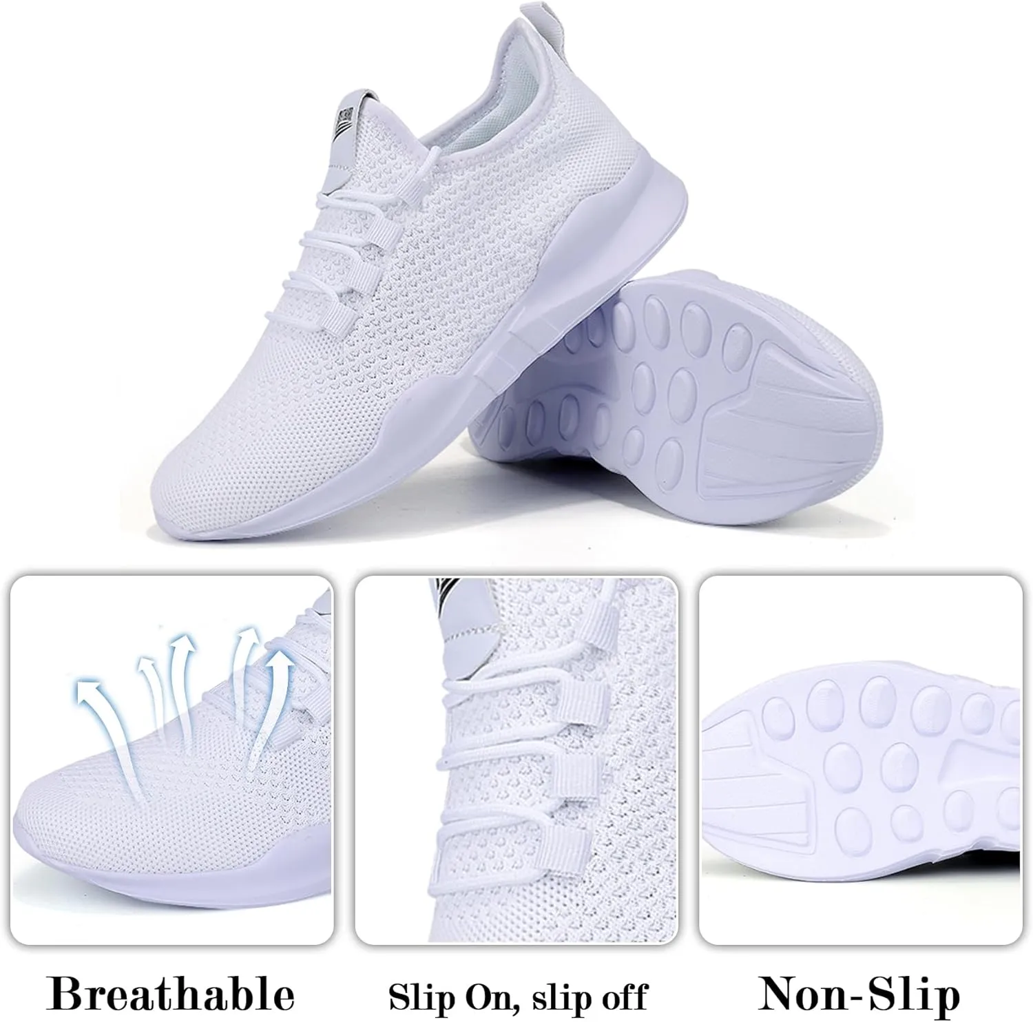 Mens Running Shoes Women Slip On Tennis Walking Sneakers Athletic Breathable Non Slip Gym Casual Lightweight Workout Sport Unisex Shoe