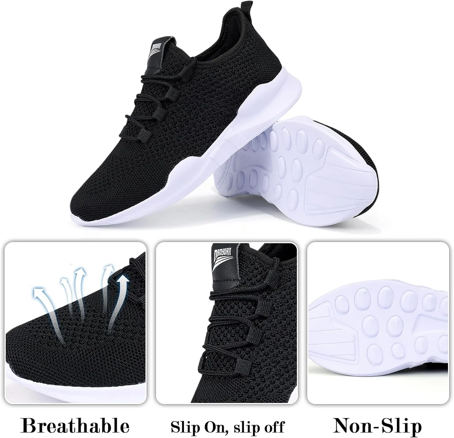 Mens Running Shoes Women Slip On Tennis Walking Sneakers Athletic Breathable Non Slip Gym Casual Lightweight Workout Sport Unisex Shoe