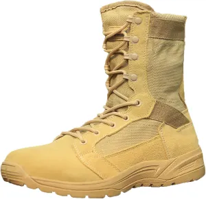 Men’s Tactical Boots 8 Inches Lightweight Combat Boots Suede Leather Military Work Boots