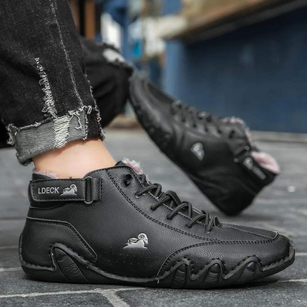Mens Winter Warm Sneakers with Plush Lining Slip on Casual Shoes Outdoor Anti-Skid Comfort Walking Driving Shoes