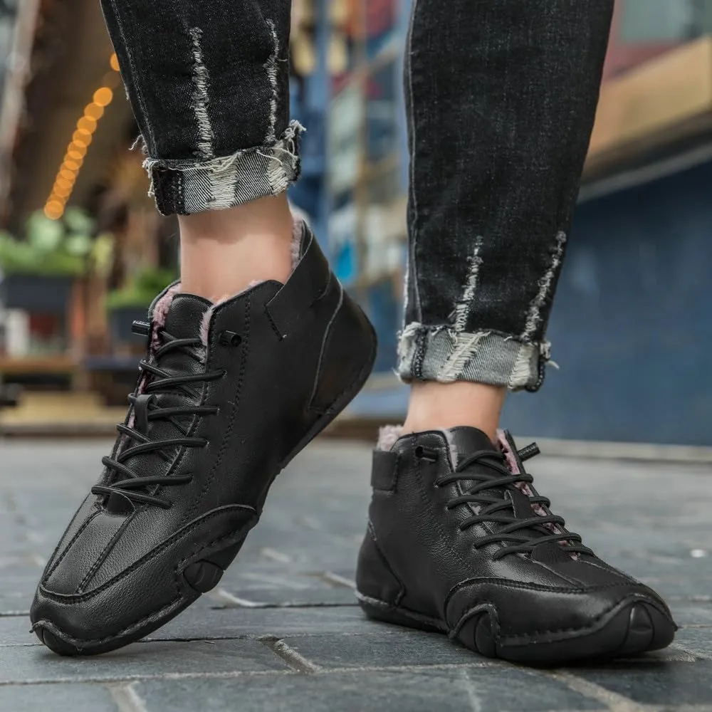 Mens Winter Warm Sneakers with Plush Lining Slip on Casual Shoes Outdoor Anti-Skid Comfort Walking Driving Shoes