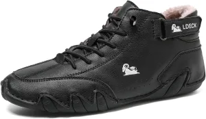 Mens Winter Warm Sneakers with Plush Lining Slip on Casual Shoes Outdoor Anti-Skid Comfort Walking Driving Shoes