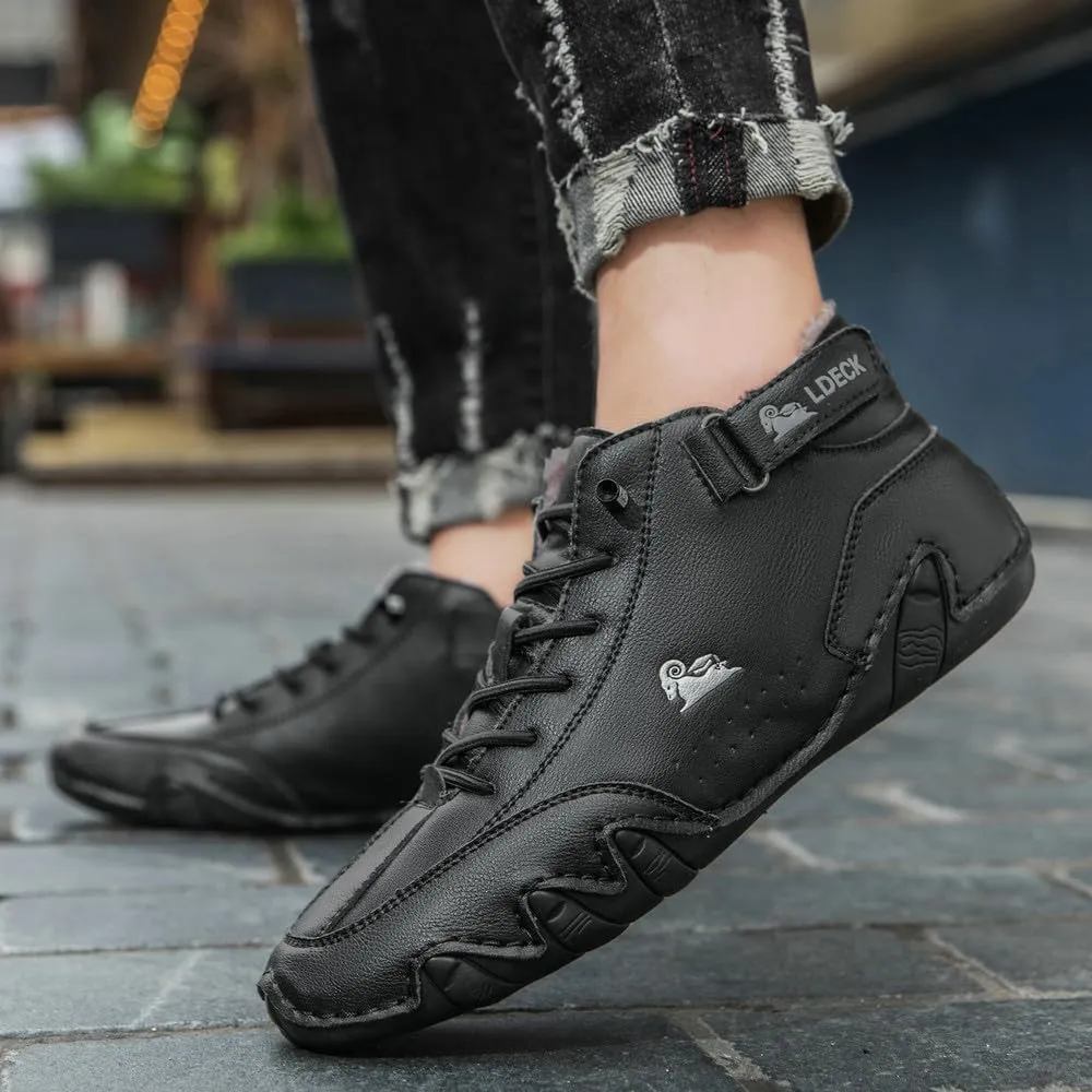 Mens Winter Warm Sneakers with Plush Lining Slip on Casual Shoes Outdoor Anti-Skid Comfort Walking Driving Shoes