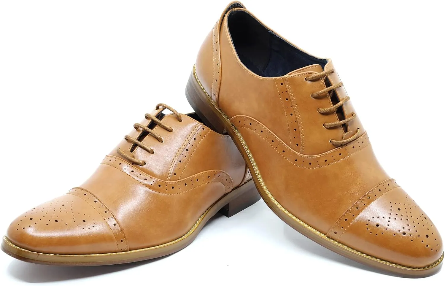 Metrocharm MC602 Men's Lace Up Cap Toe Perforated Classic Dress Shoe