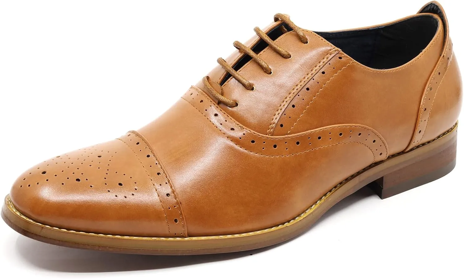 Metrocharm MC602 Men's Lace Up Cap Toe Perforated Classic Dress Shoe