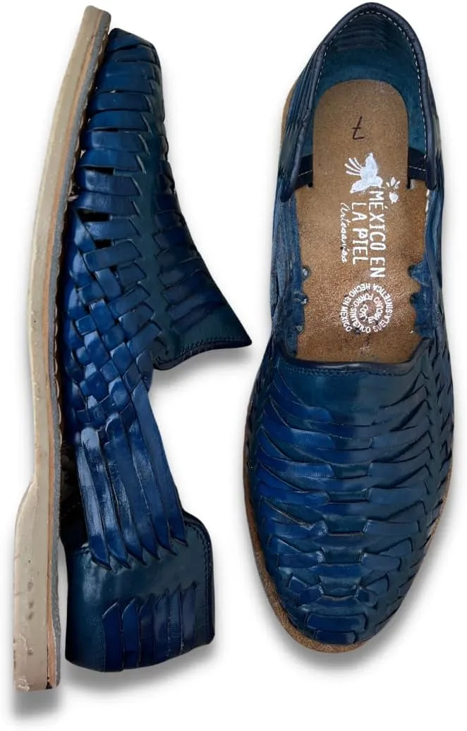 Mexico en la Piel Leather Shoes for Mens, Pull on Comfortable Loafers