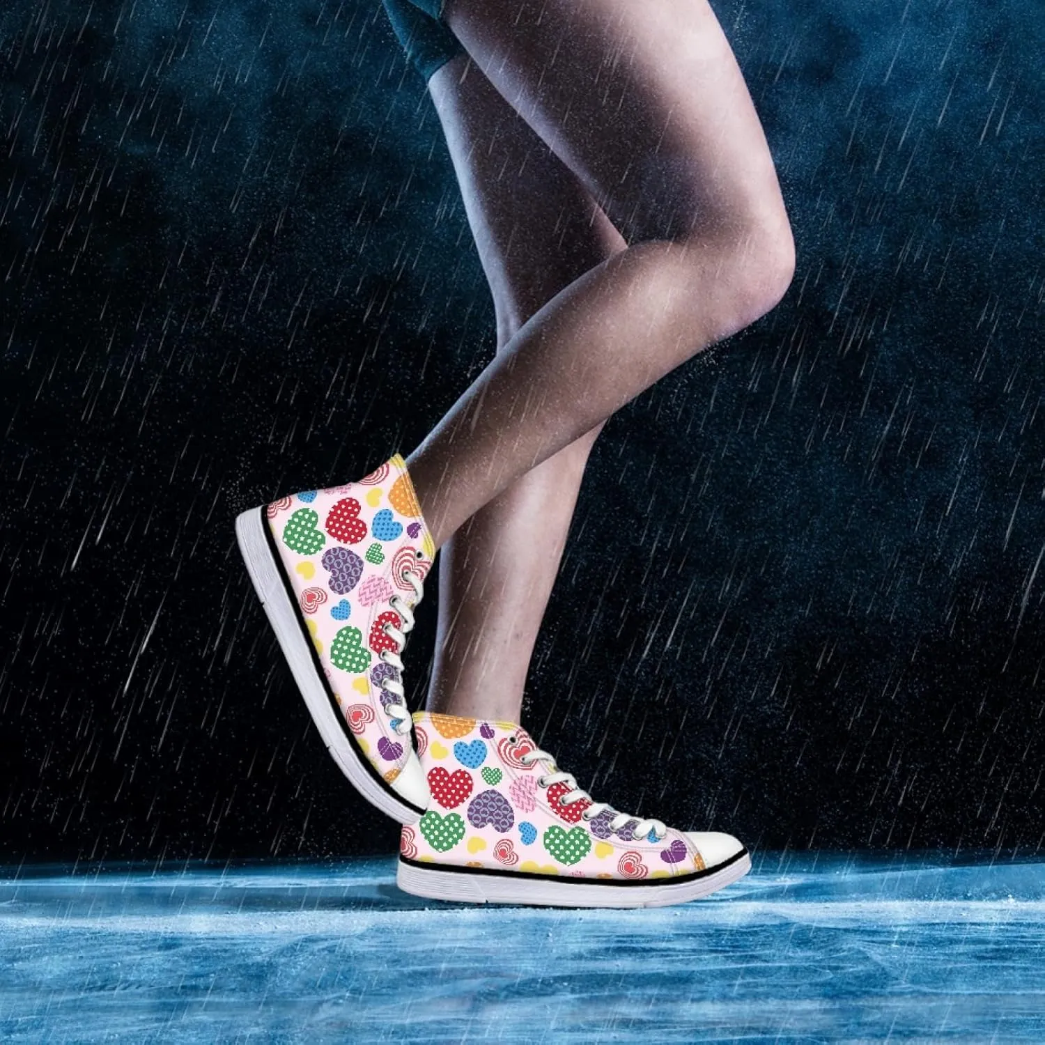 Micoklinlin Canvas Shoes for Women High Top Novelty Sneakers Teens Girls Lace up Tennis Shoes Casual Classic Walking Shoes