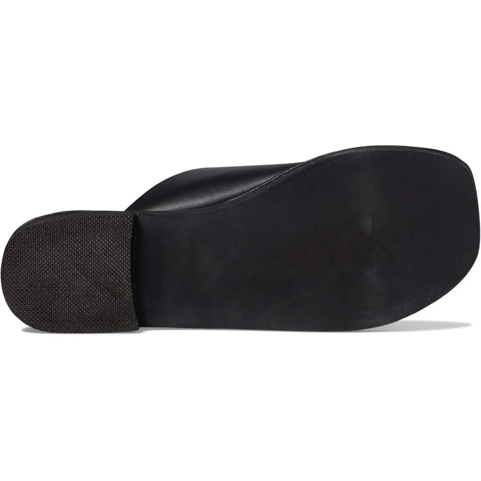 Mila Minimal Black Leather Flat Slide Sandals
