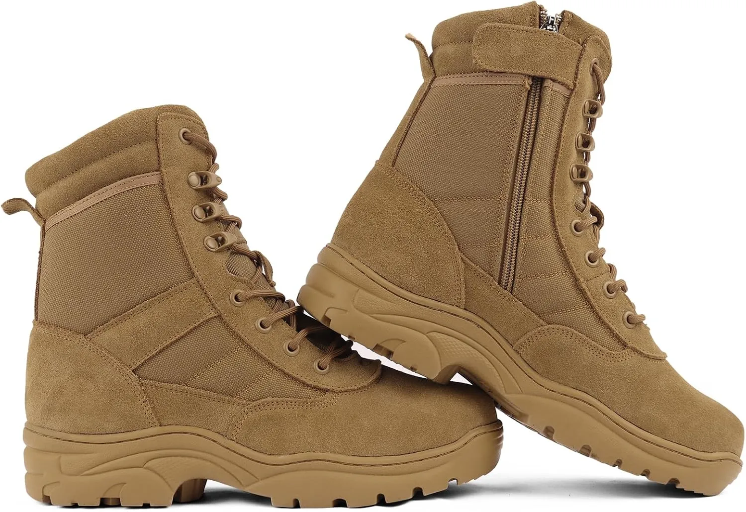 Military Tactical Combat Boots for Men Side Zipper Army Police Work Boots Anti-slip for Security Duty Desert