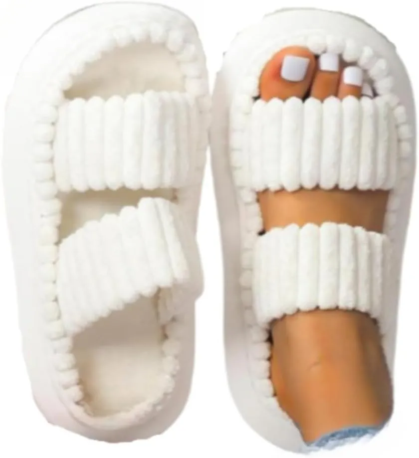 Minimalist Fluffy Slippers, Soft Comfort Warm Open Toe Bedroom Sandals for Gifts, Bedroom Slippers for Fall & Winter, Flats for Women 2025, Mother's Day Gifts