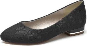 Minishion Women Wedding Flats Lace Slip on Evening Formal Party Pumps Shoes BR205
