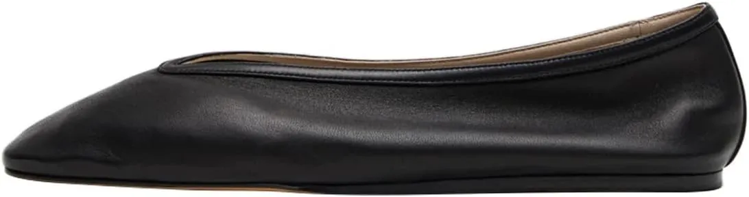 miss left Women Classic Closed Round Toe V-Cut Ballet Flats Comfortable Slip on Ballroom Dance Daily Commuting Shoes Size 4-16 US