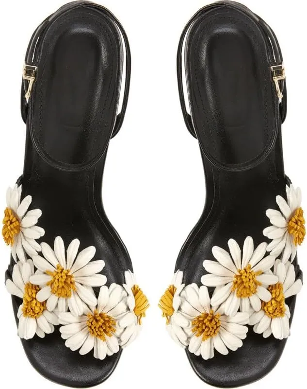 MissHeel Daisy Heels for Women Flower Stiletto Heels Open Toe
