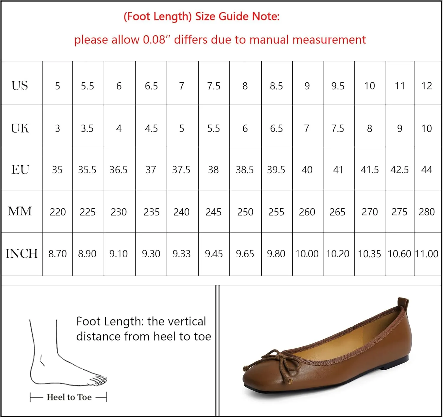 Modatope Ballet Flats with Bow Ballerina Closed Square Toe Slip on Bowknot Flats Shoes for Women Dressy