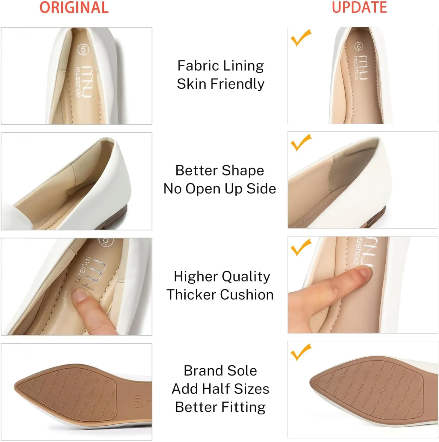 MUSSHOE Flat Shoes Women Comfortable Slip on Women's Flats