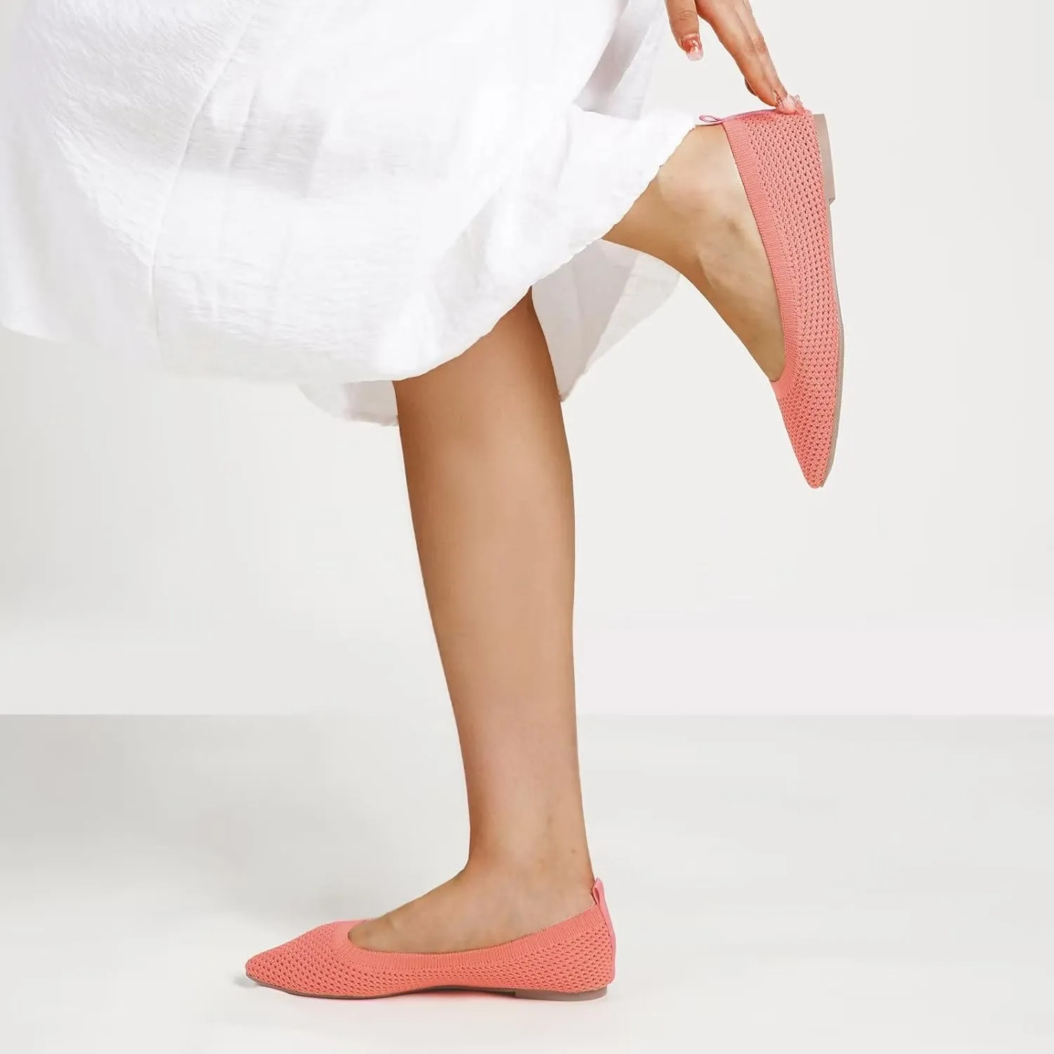 MUSSHOE Flats for Women Comfortable Mesh Women's Flats Knit Memory Foam Pointed Toe Flats Shoes Women