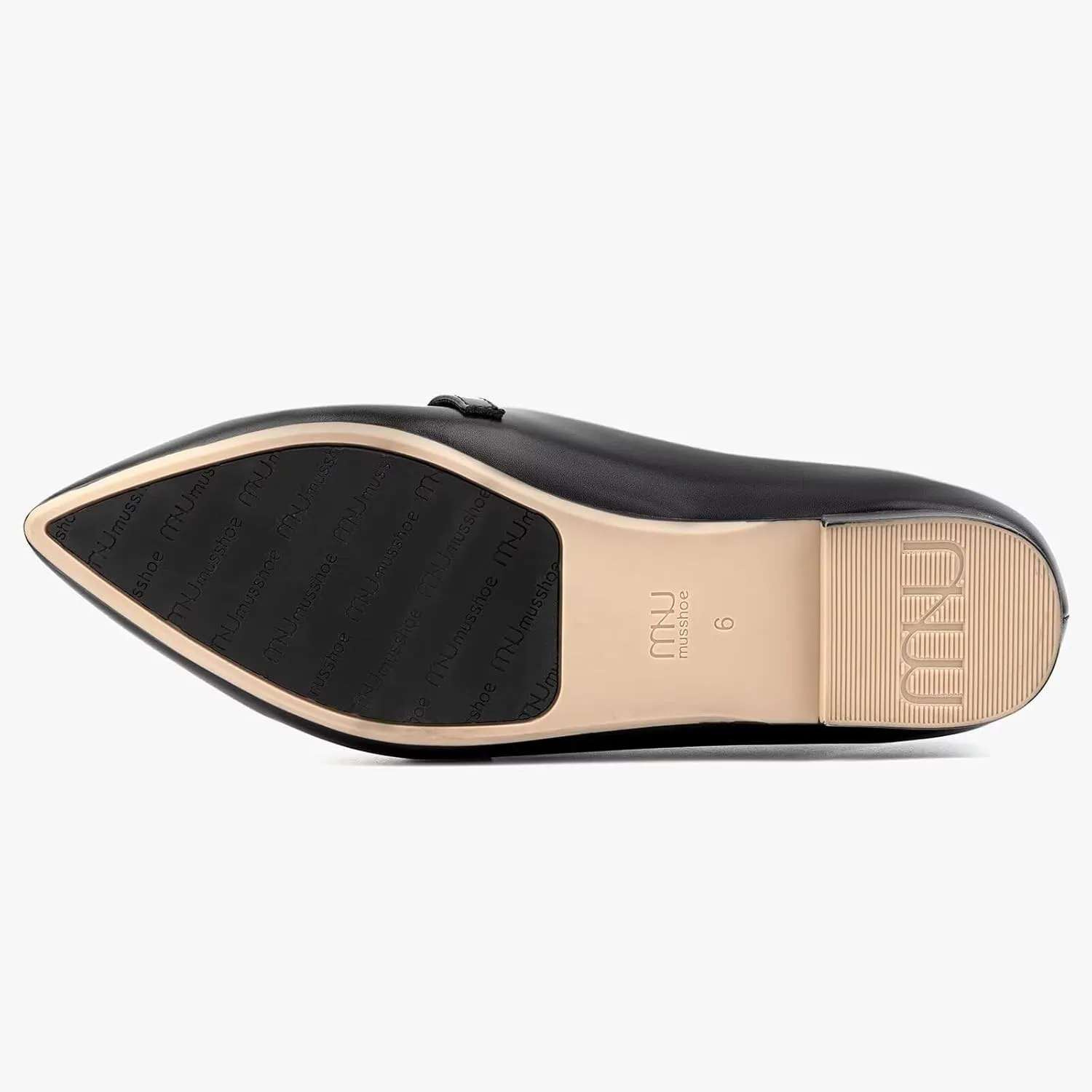 MUSSHOE Women Flats Comfortable Pointed Toe Flats Shoes with Strap PU Leather Slip on Shoes for Women