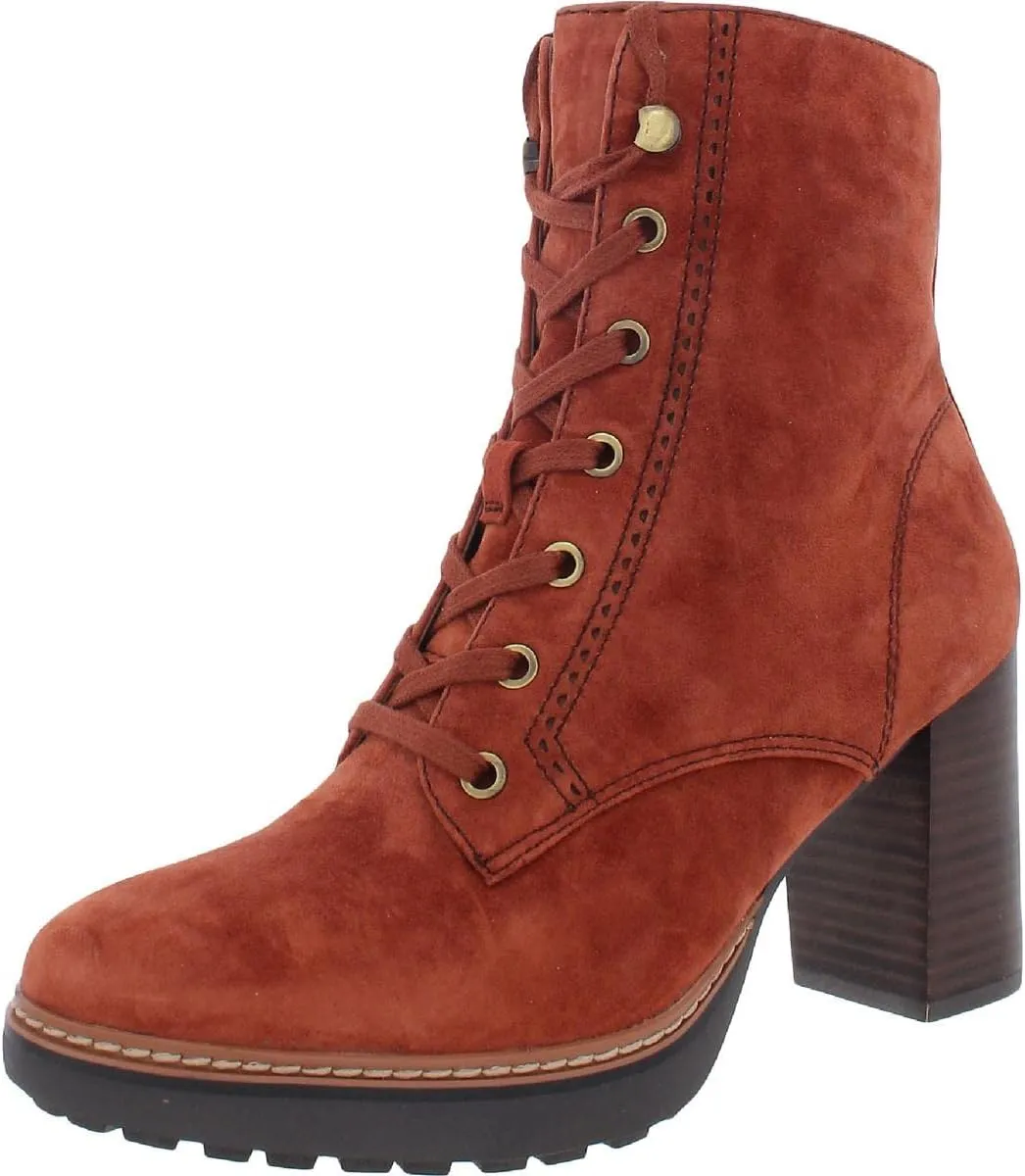 Naturalizer Womens Callie Combat Leather Ankle Boots Brown 9 Medium (B,M)