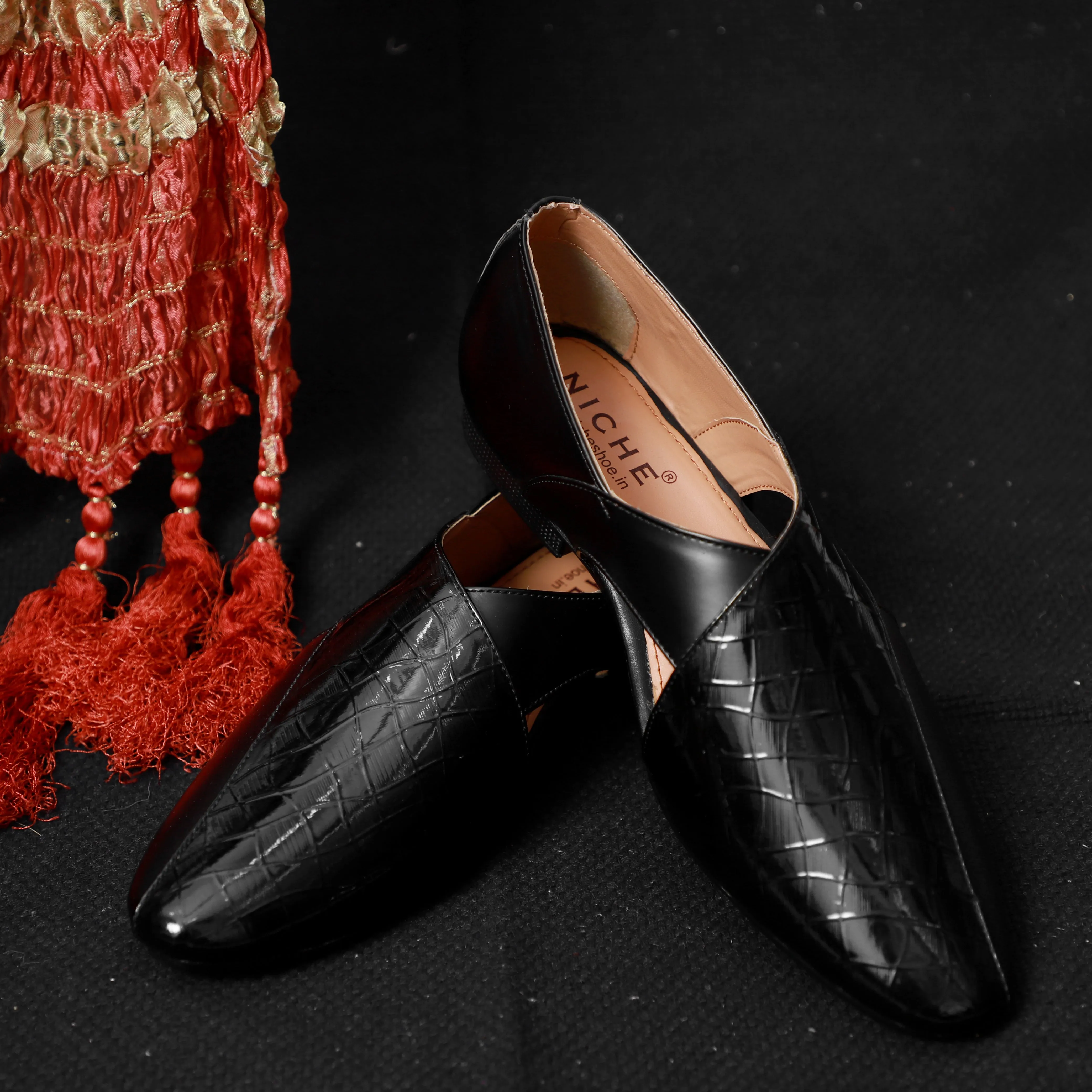 Niche Black Croc Designer Sandals