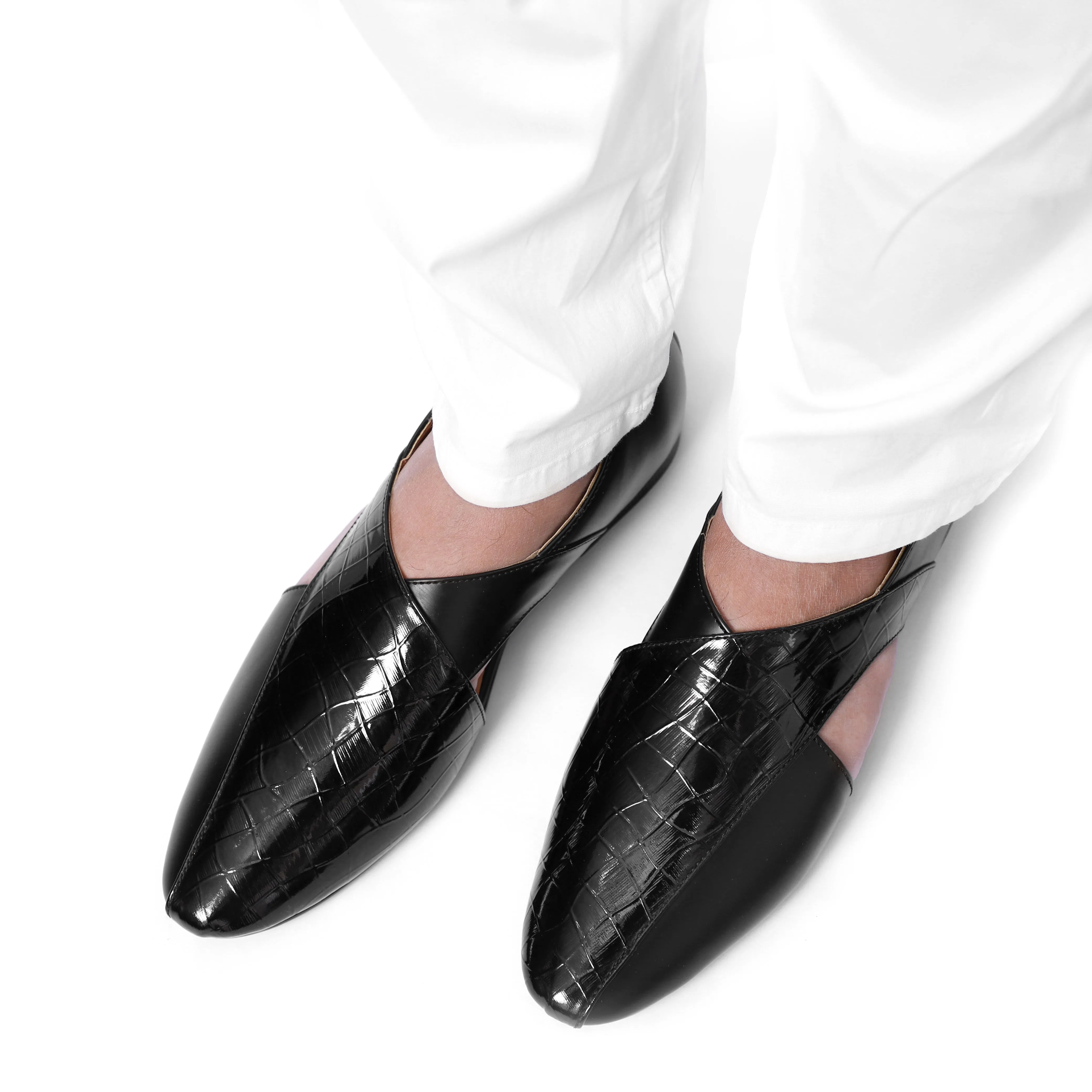 Niche Black Croc Designer Sandals