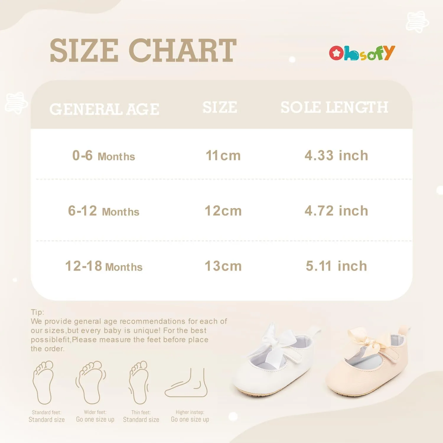 ohsofy Infant Baby Girls Mary Jane Flats Non-Slip Bowknot Princess Wedding Dress Shoes Toddler Crib Shoes