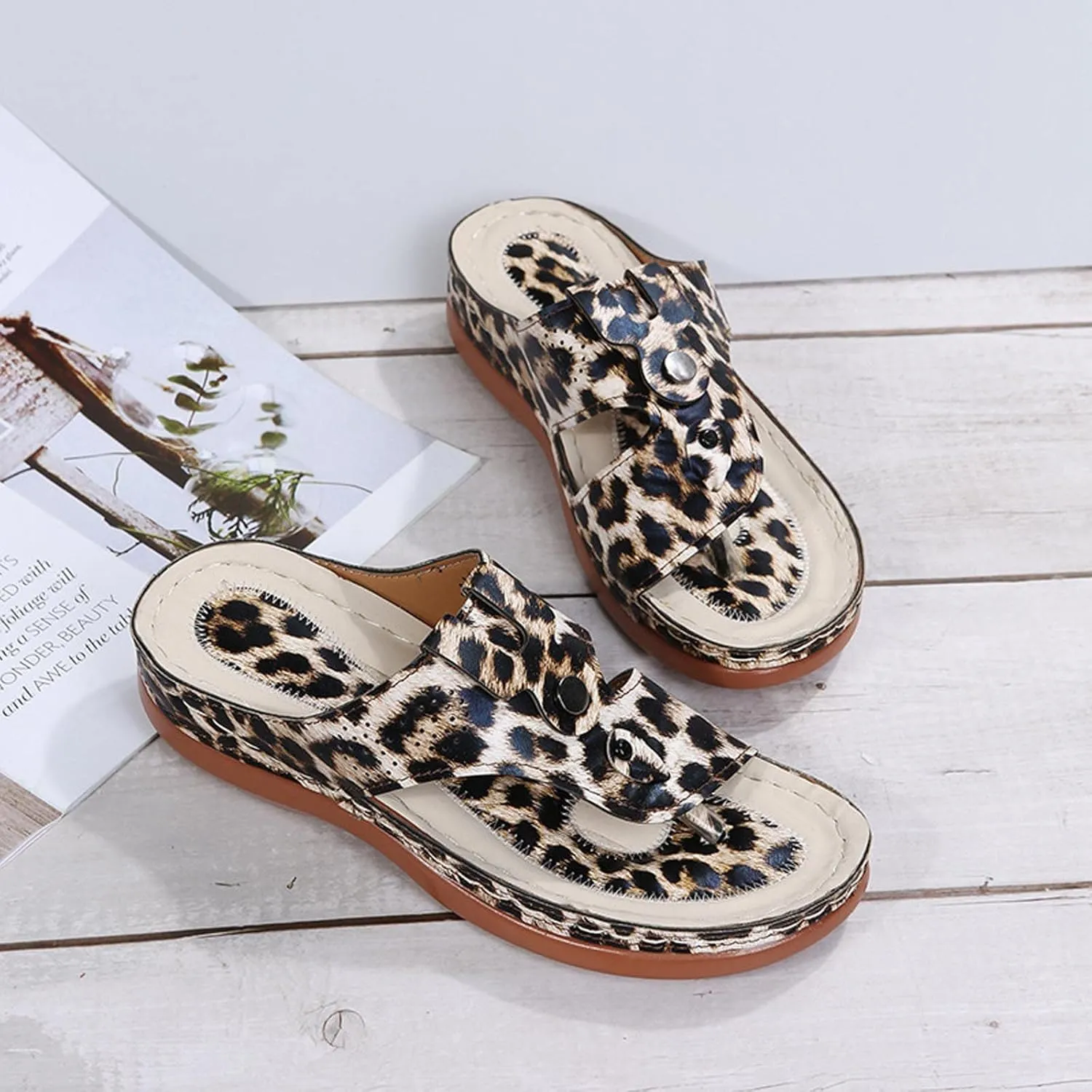 oiangi Comfortable Sandals for Women Wedge Heel Summer Fashion Casual Clip Toe Slip-on Platform Flip Flops Solid Ladies Outdoor Beach Shoes Slipper