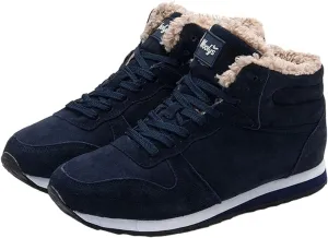 oiangi Womens Lace Up Snow Boots - Fashion Round Toe Plush Warm Flat Couples Cotton Shoes Comfortable Lightweight Casual High Top Non-slip Booties