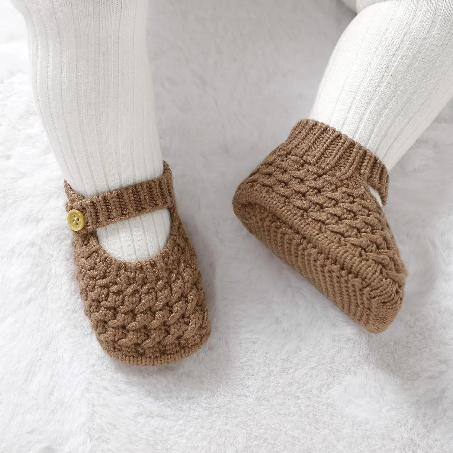 Opewod Baby Booties Hand Knit Boots Slippers Soft Warm First Walkers Socks Shoes for Newborn Infan Boys Girls