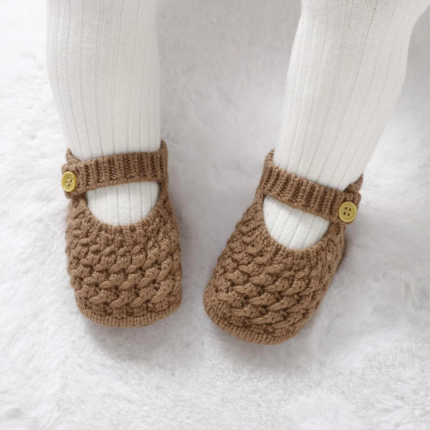 Opewod Baby Booties Hand Knit Boots Slippers Soft Warm First Walkers Socks Shoes for Newborn Infan Boys Girls