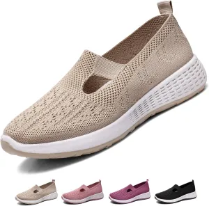 Optigard Women's Mesh Walking Shoes Slip On Loafers,Memory Foam Flat Sneakers Lightweight Non-Slip Breathable Wedge Mom Driving Nurse Shoes