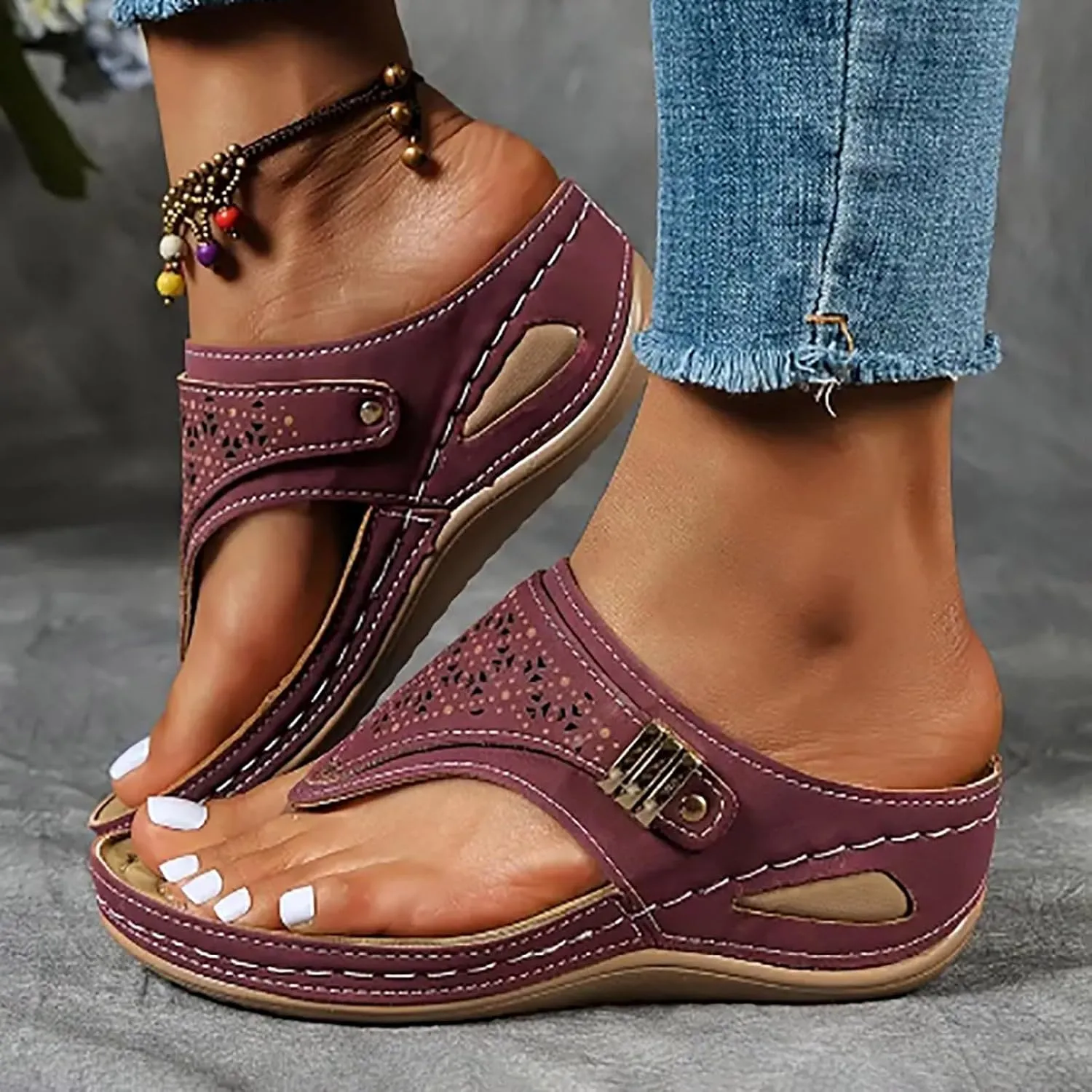 Orthopedic Wedge Sandals for Women, Women's Comfy Orthotic Sandals, Summer Dressy 2025 Open Toe Platform Beach Slides