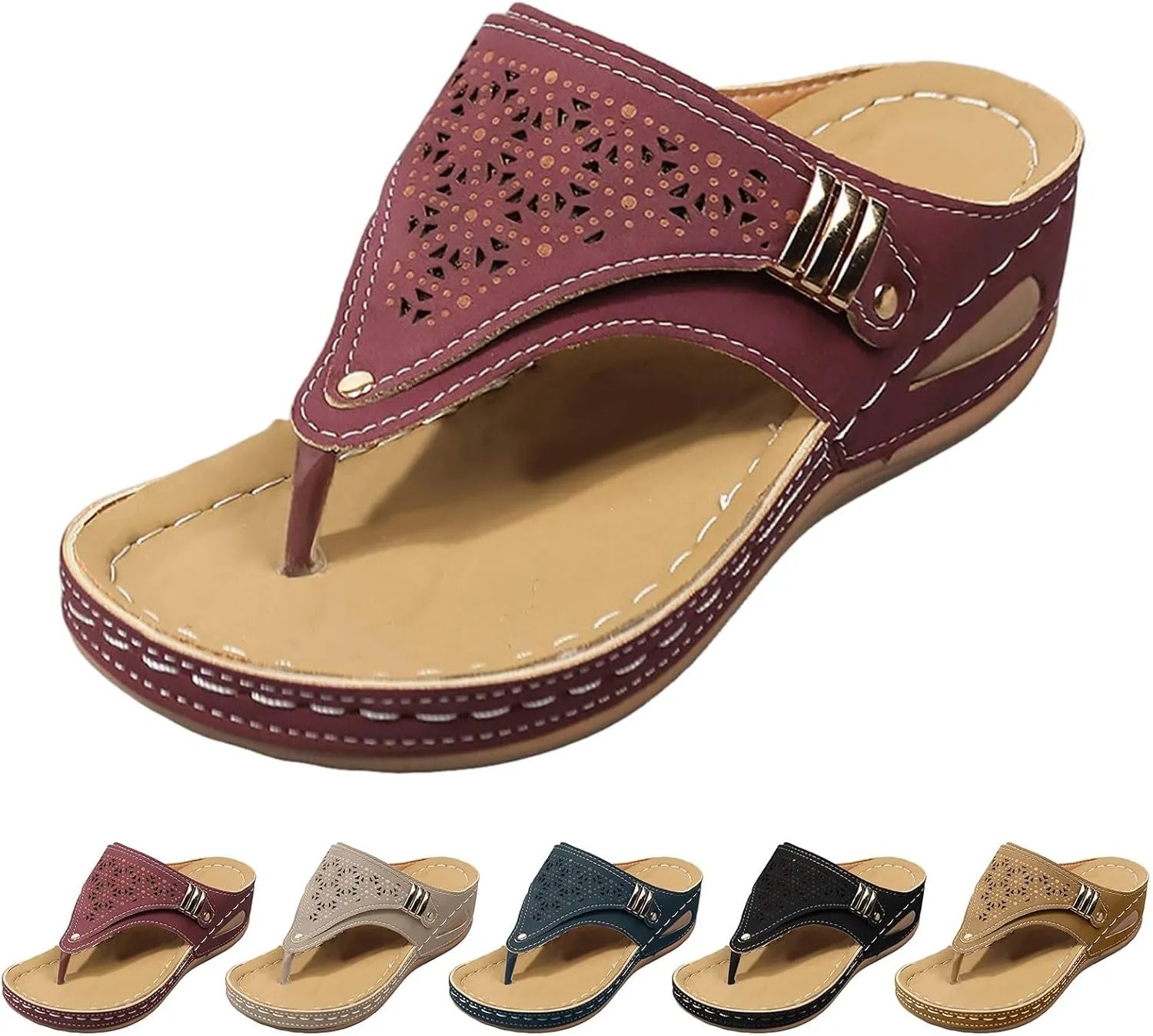Orthopedic Wedge Sandals for Women, Women's Comfy Orthotic Sandals, Summer Dressy 2025 Open Toe Platform Beach Slides