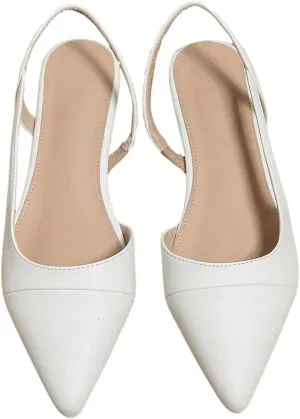 OYOANGLE Women's Pointed Toe Slingback Flats Slip on Flats Casual Dressy Office Work Shoes