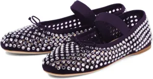 Pazzion Women's Crystals Studs Round Toe Mary Jane Flats Bows Slip On Single Strap Cutout Ballet Shoes Dancing Prom Daily Size 4-16 US