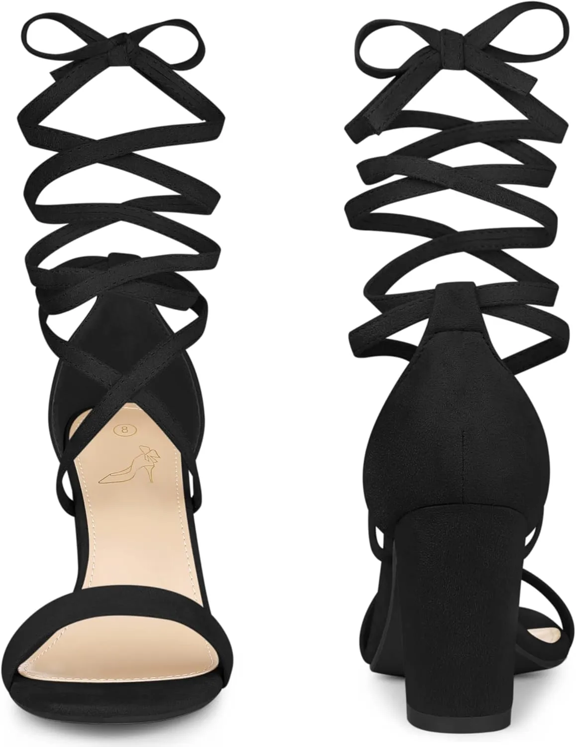 Perphy Open Toe Lace Up Tie up Chunky Heeled Sandals for Women