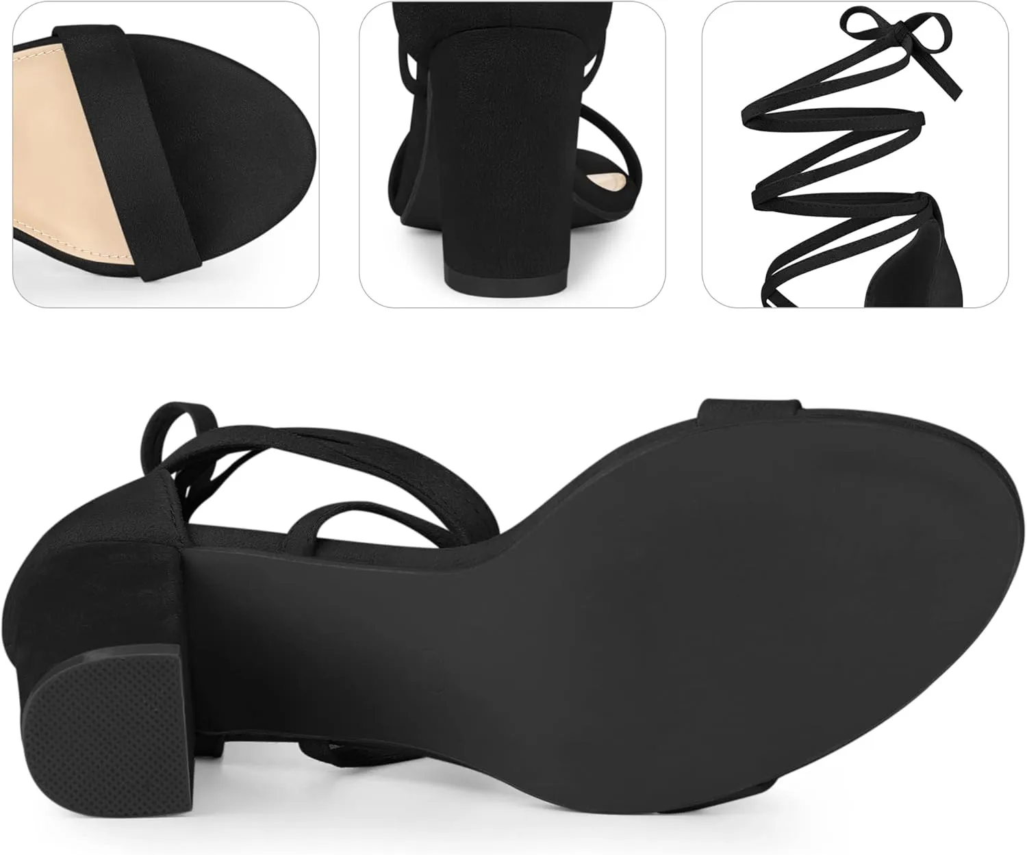 Perphy Open Toe Lace Up Tie up Chunky Heeled Sandals for Women