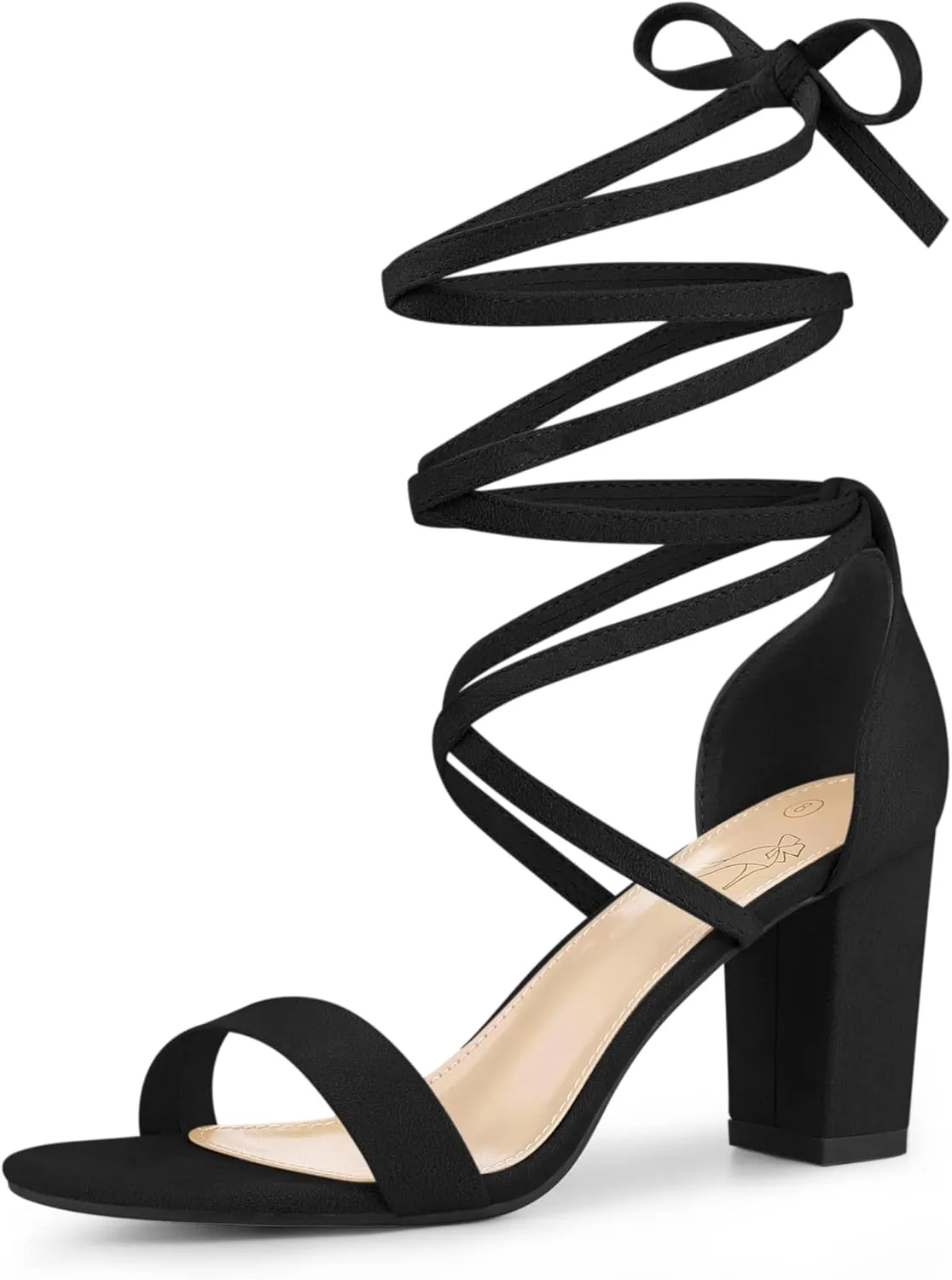Perphy Open Toe Lace Up Tie up Chunky Heeled Sandals for Women