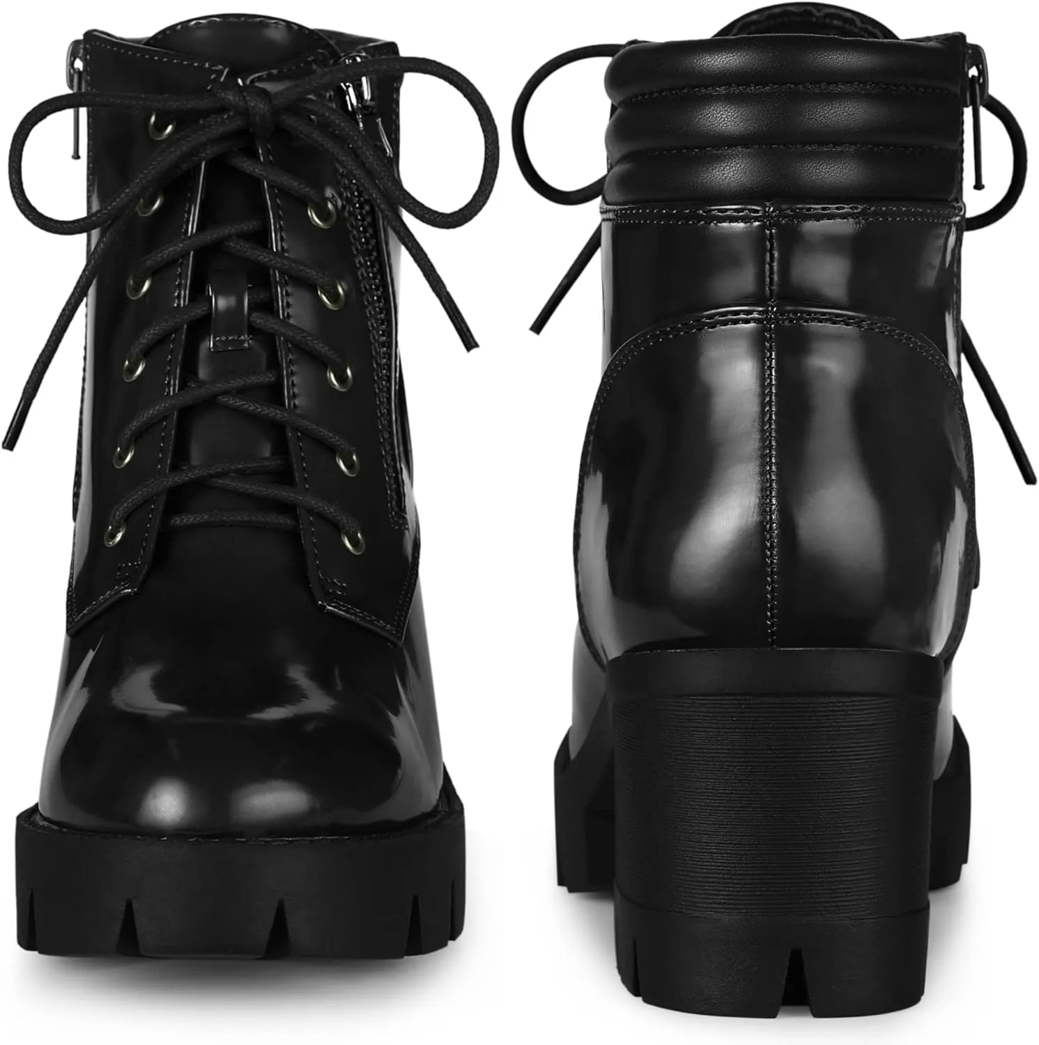 Perphy Platform Ankle Boots Lace Up Chunky Heel Combat Boots for Women