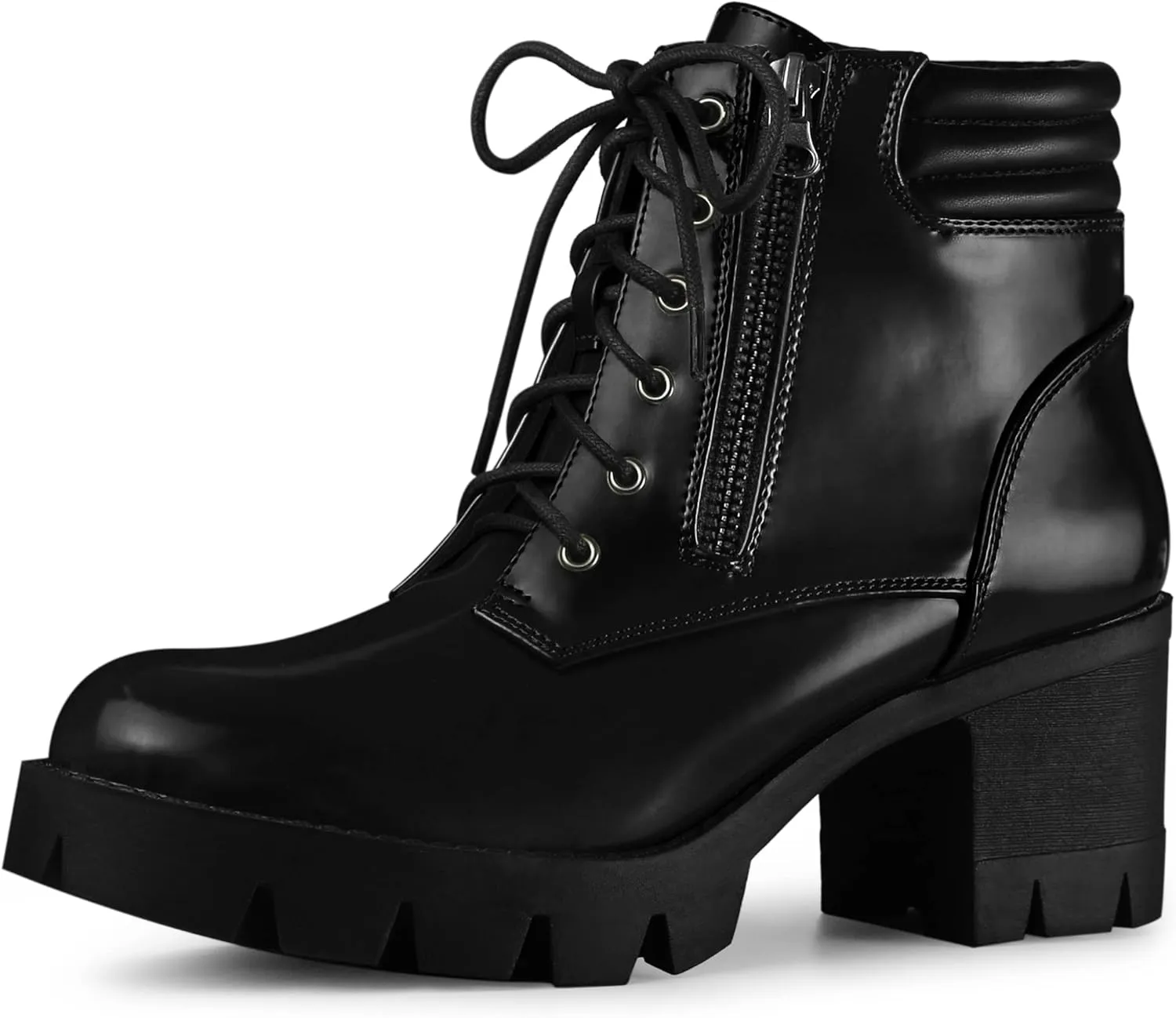 Perphy Platform Ankle Boots Lace Up Chunky Heel Combat Boots for Women
