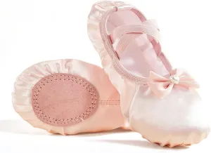Phineein Enchanting Butterfly Ballet Shoes for Girls Ballerina Flats for Kids Dance - Soft Satin, Split Sole
