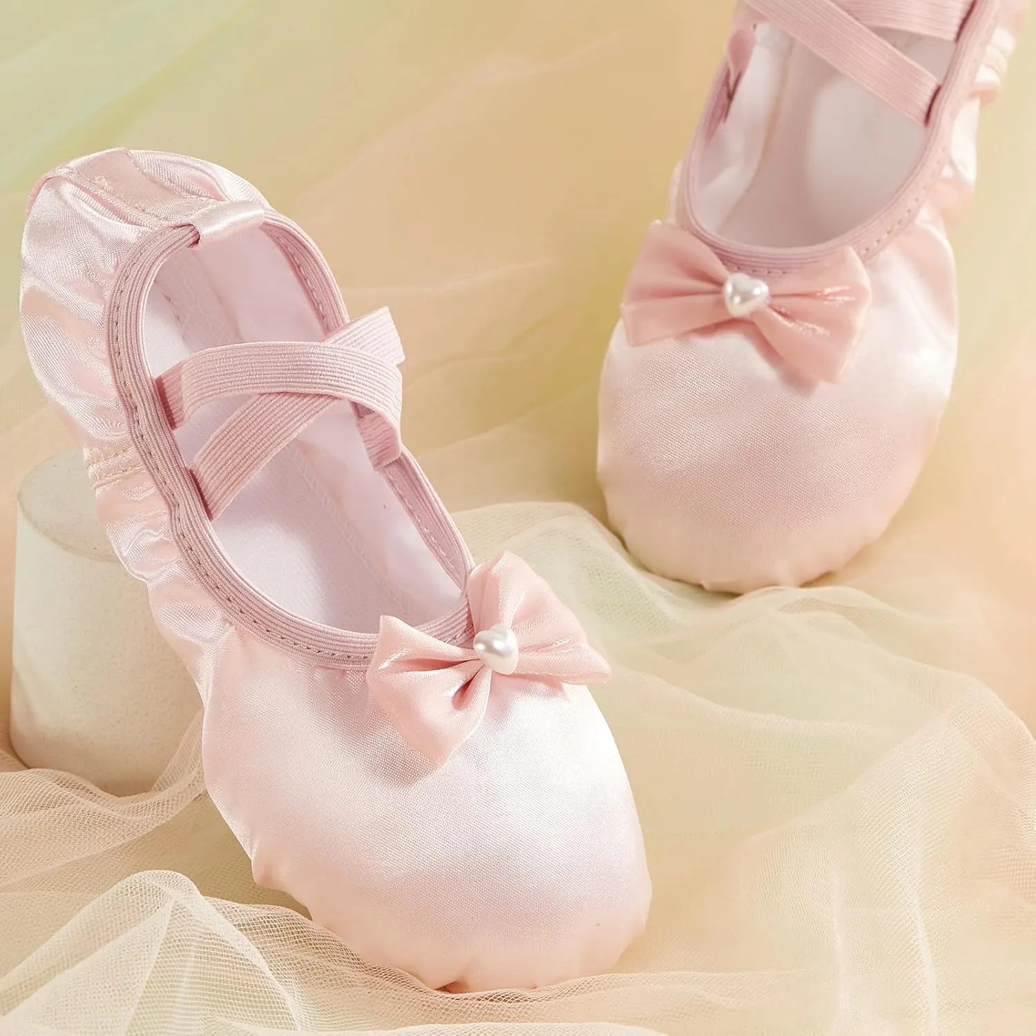 Phineein Enchanting Butterfly Ballet Shoes for Girls Ballerina Flats for Kids Dance - Soft Satin, Split Sole