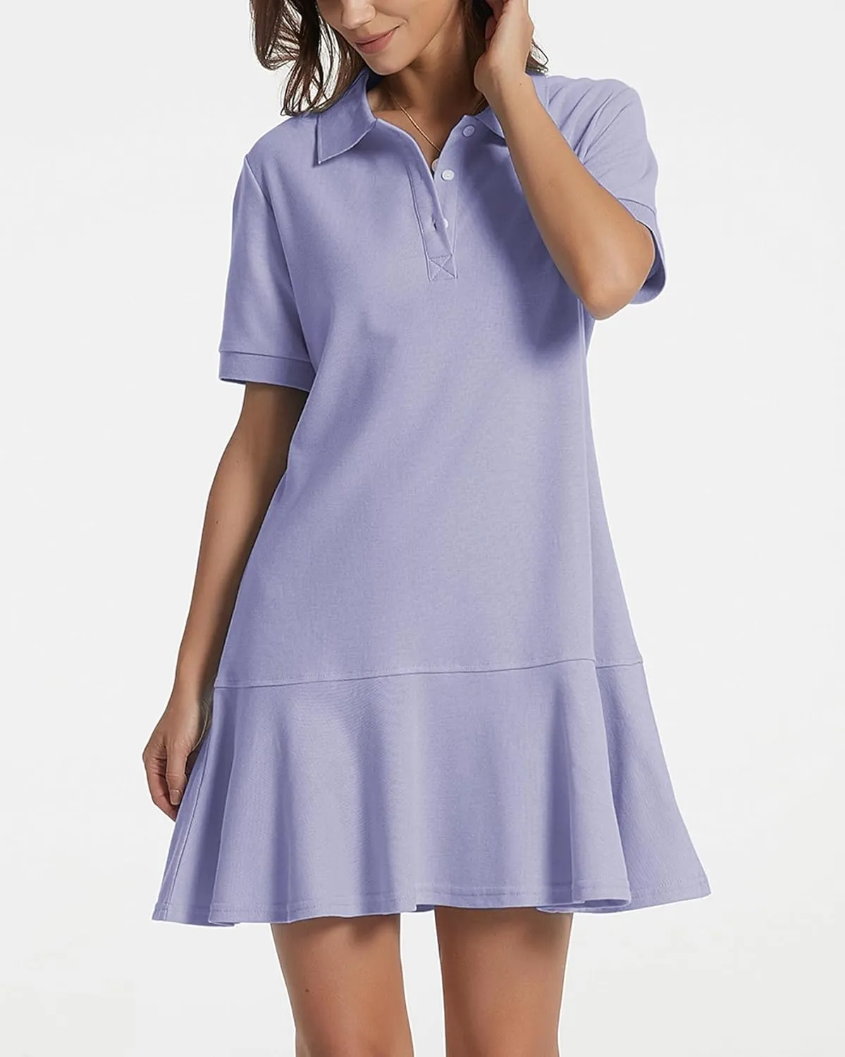 Polo Dress for Women Short Sleeve Ruffle Hem Golf Tennis Workout Dress Pleated Summer Mini Dresses