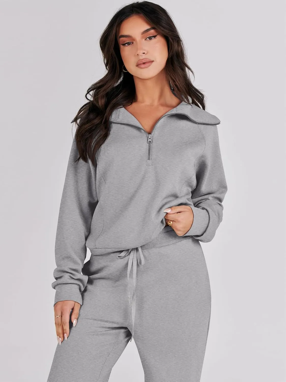 Prinbara Women 2 Piece Outfits Lounge Sets 2024 Winter Oversized Sweatshirt Wide Leg Pant Casual Matching Sweat Set Tracksuit