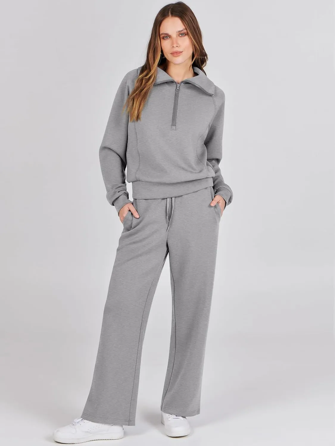 Prinbara Women 2 Piece Outfits Lounge Sets 2024 Winter Oversized Sweatshirt Wide Leg Pant Casual Matching Sweat Set Tracksuit