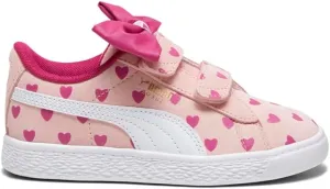 PUMA Kids Girls Suede Classic Re-Bow Heart Print Slip On Sneakers Shoes Casual - Pink - Size 2 M
