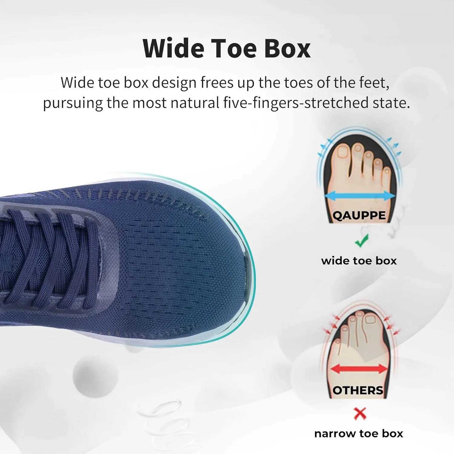 QAUPPE Wide Toe Box Shoes for Men Walking Shoes with Arch Support Plantar Fasciitis Orthotic Sneakers Air Tennis Sneakers US 8-13